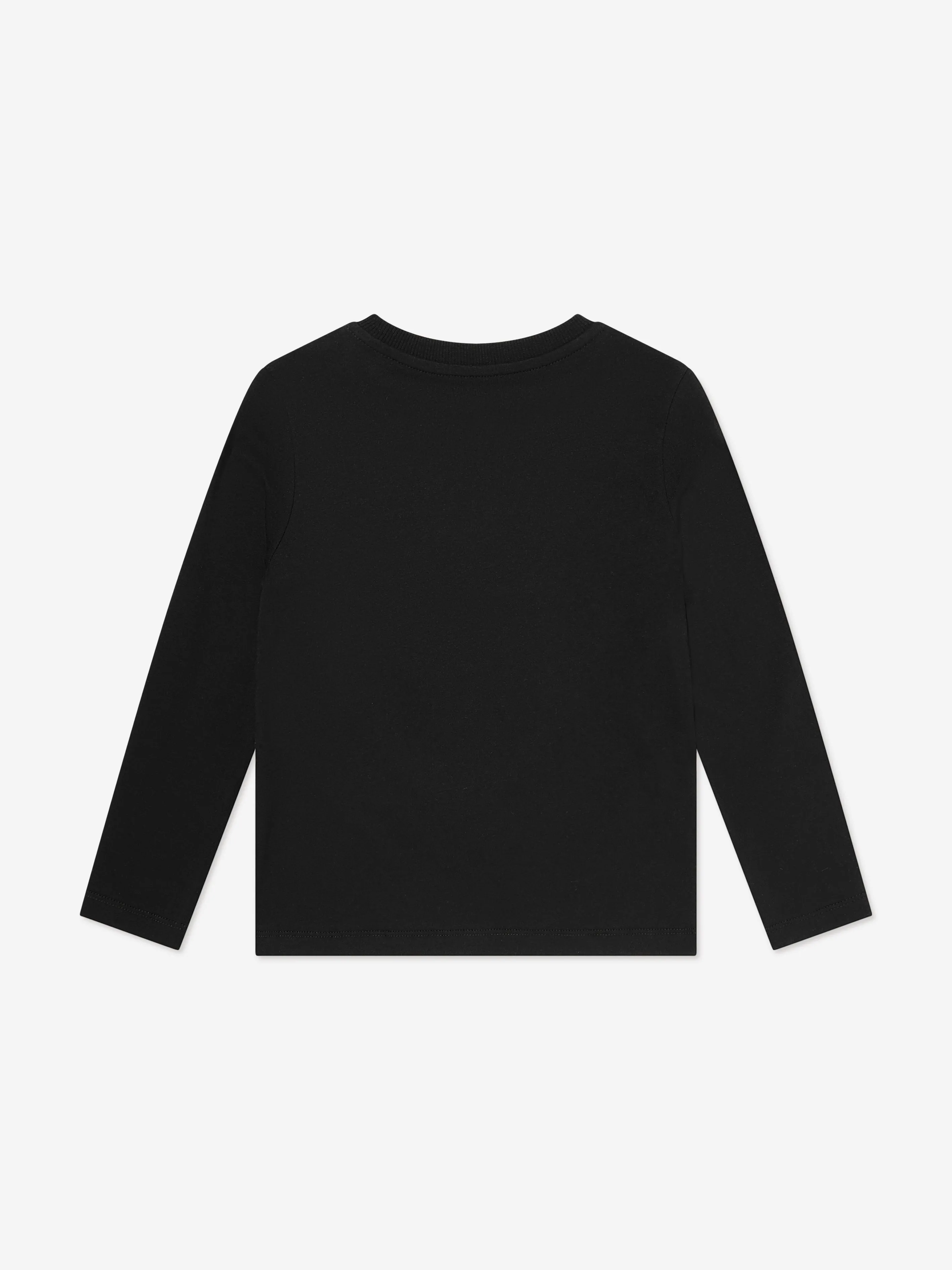 Kinder Langarm Teddy T-Shirt in Schwarz