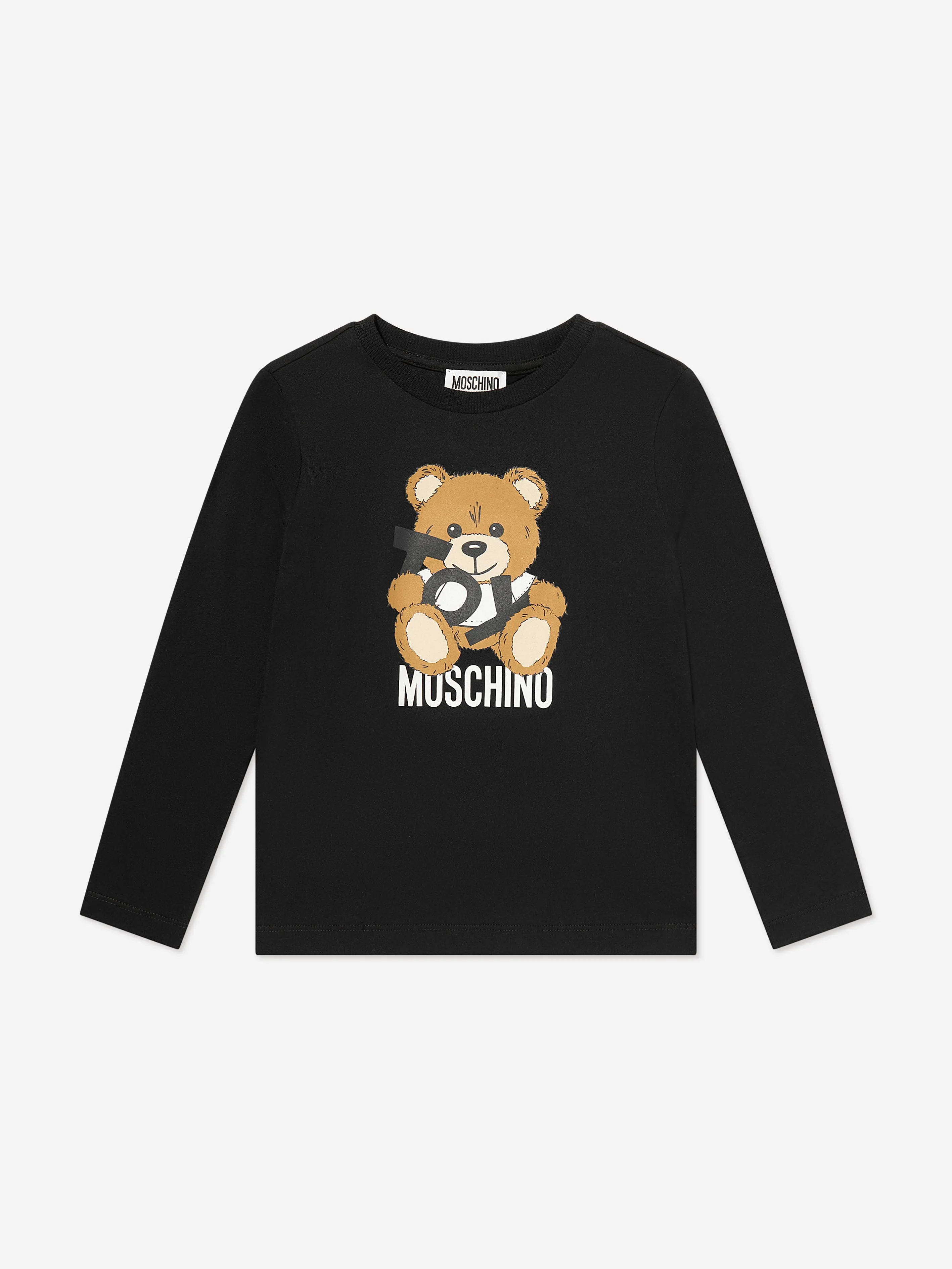 Kinder Langarm Teddy T-Shirt in Schwarz