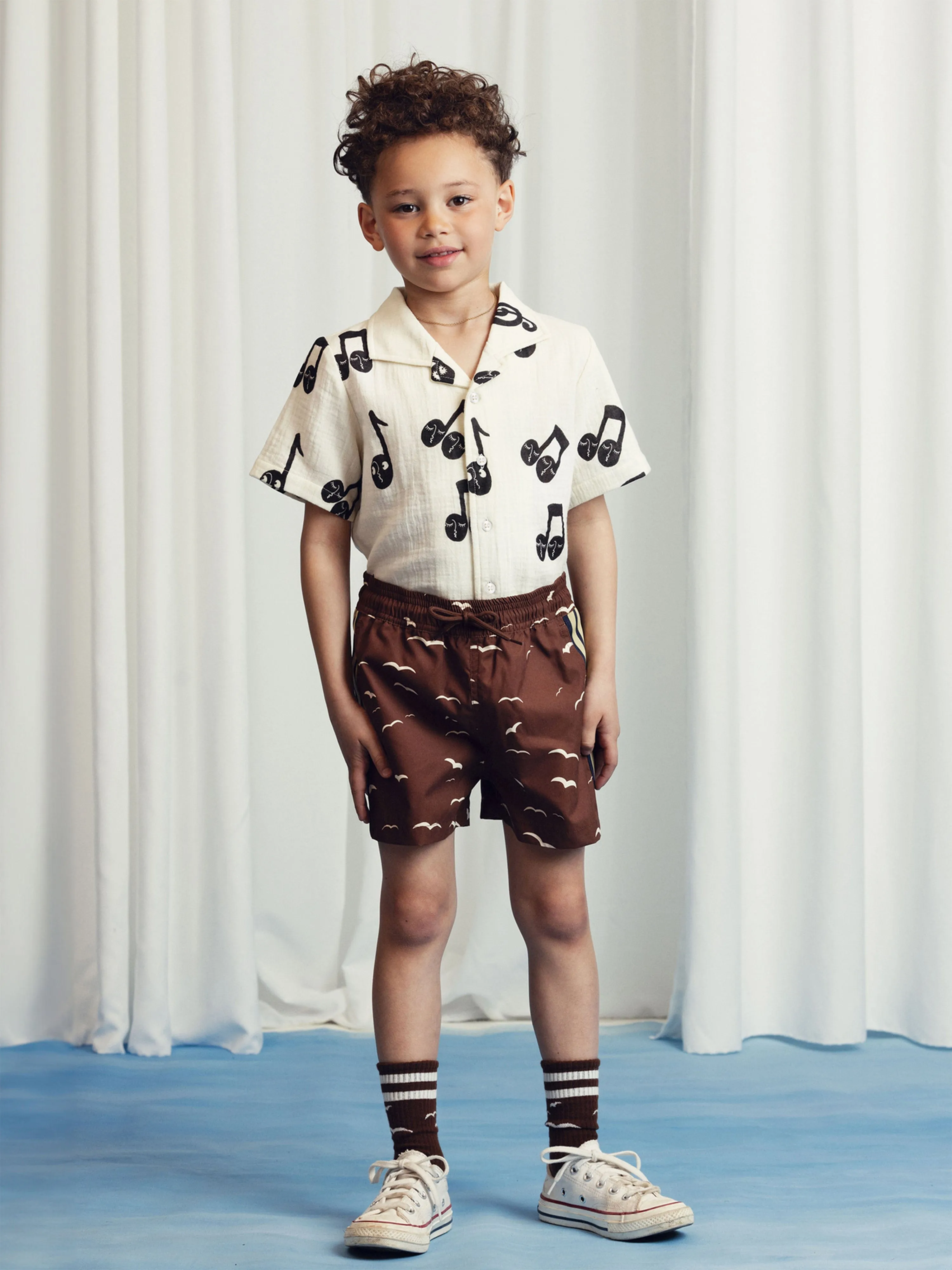 Kids Note AOP Musselin Short in Weiß