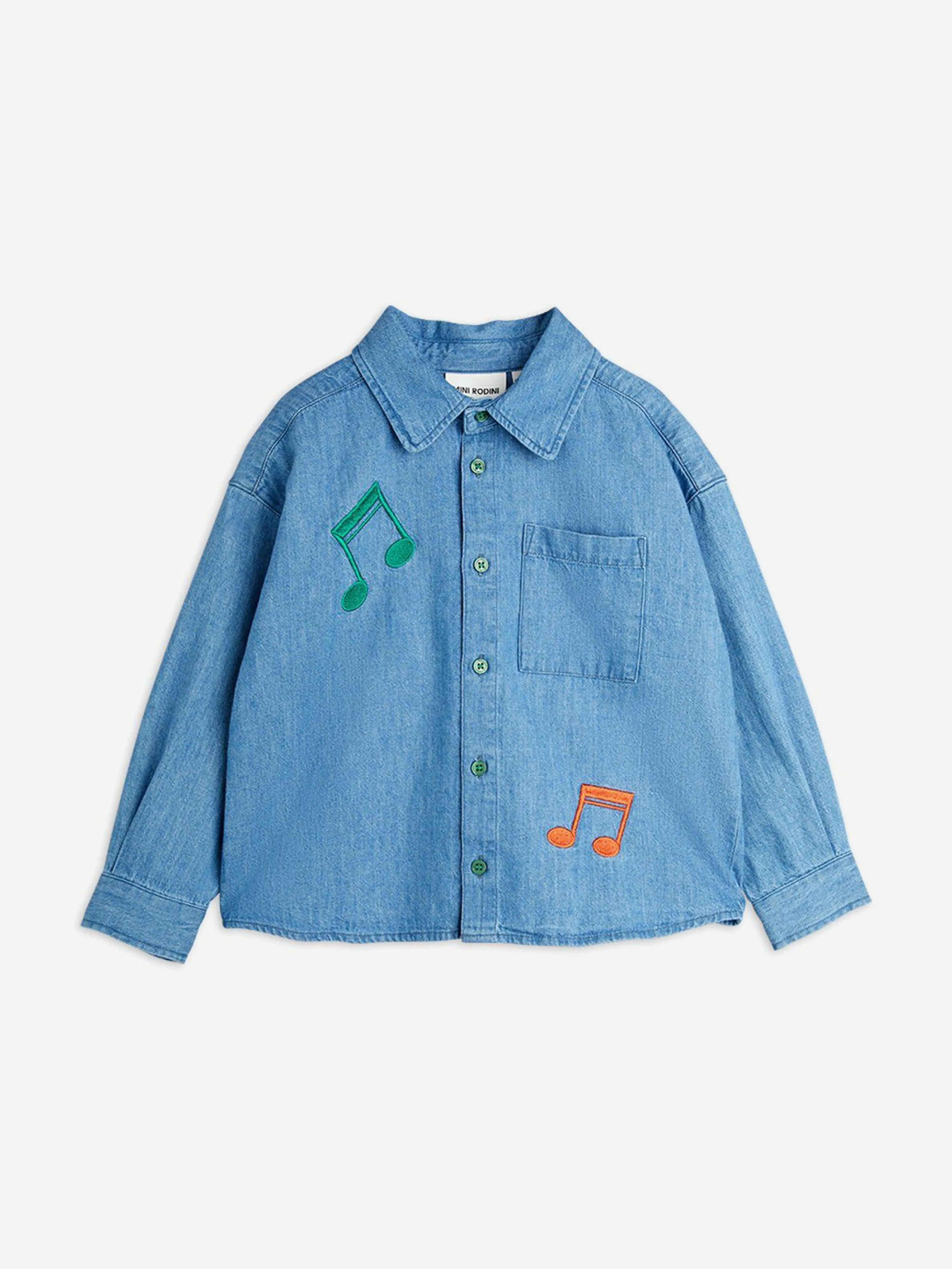 Kids Note Besticktes Leichtes Denim-Hemd in Blau
