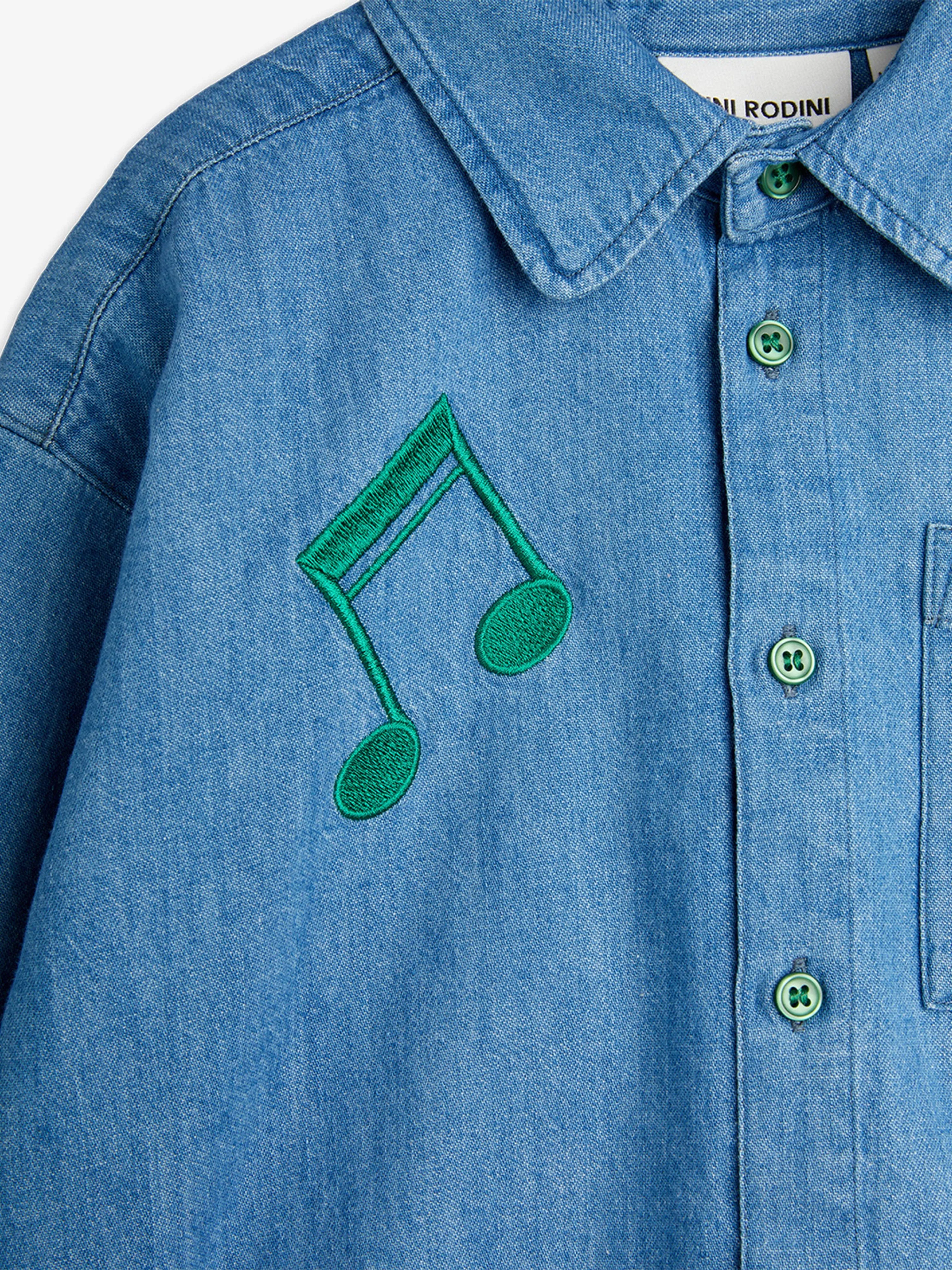 Kids Note Besticktes Leichtes Denim-Hemd in Blau