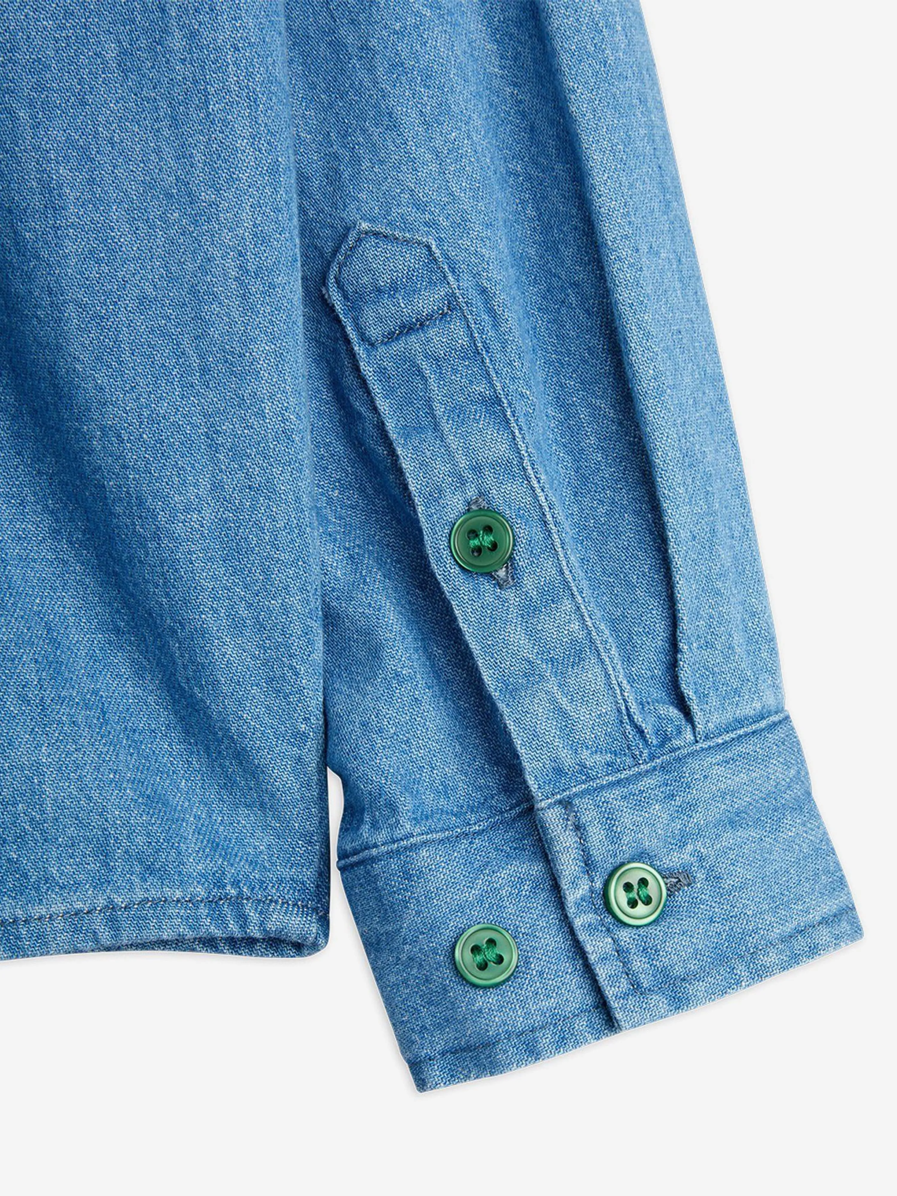 Kids Note Besticktes Leichtes Denim-Hemd in Blau