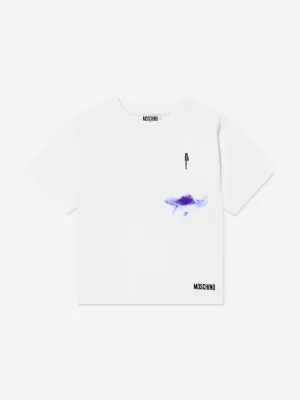 Kinder-T-Shirt mit Brusttasche in Weiß
