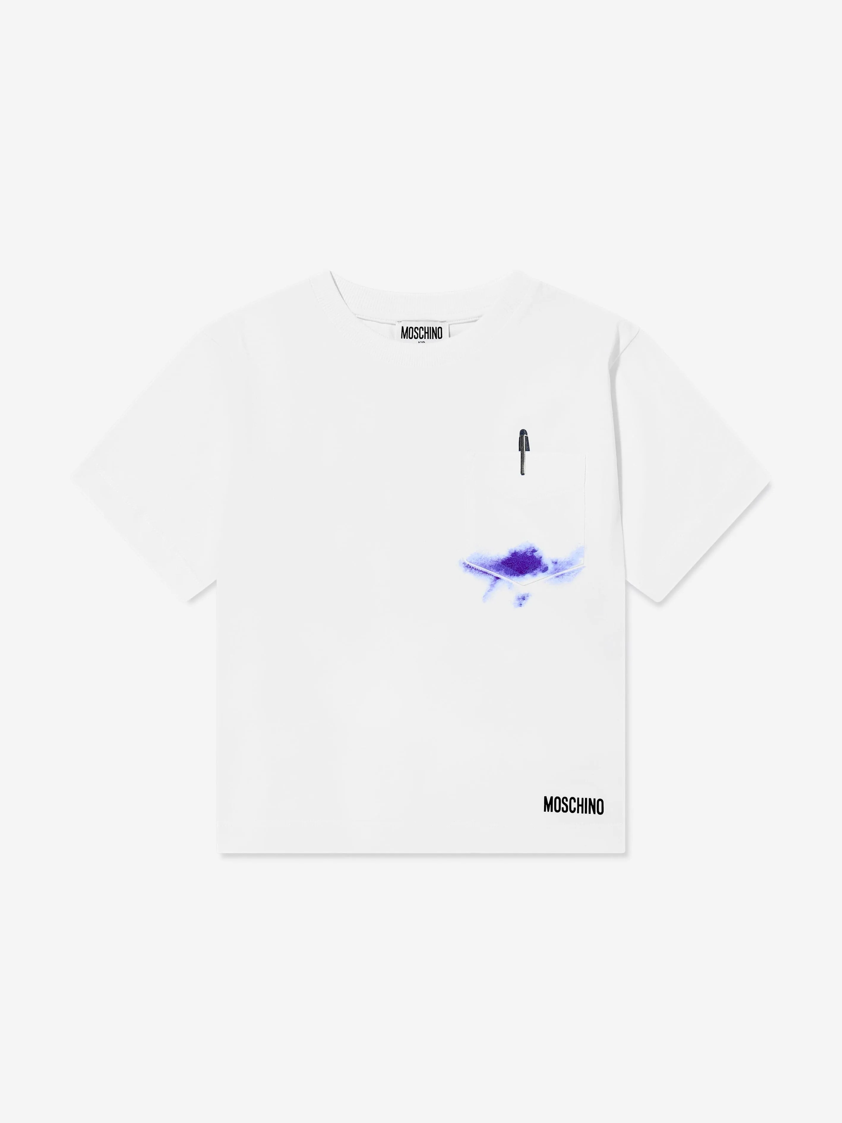 Kinder-T-Shirt mit Brusttasche in Weiß