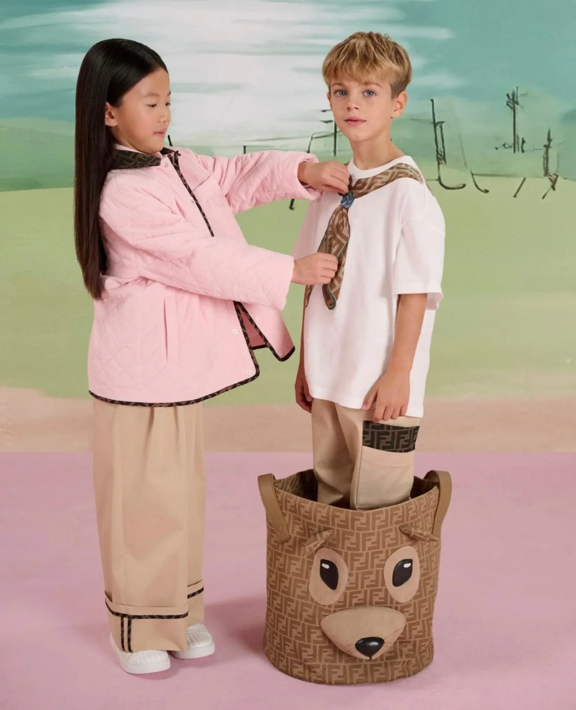 Kinder-Schalprint T-Shirt in Weiß