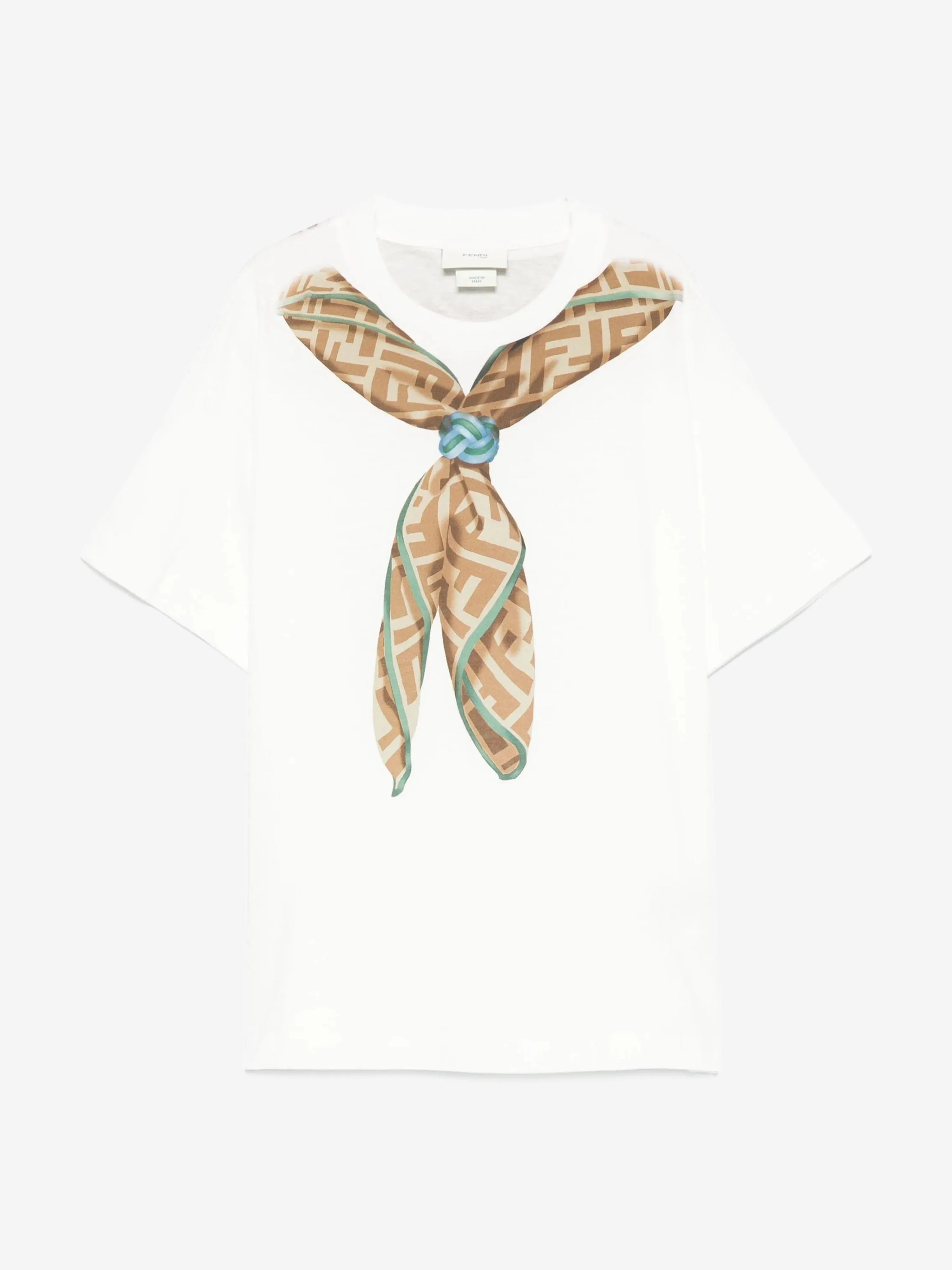 Kinder-Schalprint T-Shirt in Weiß