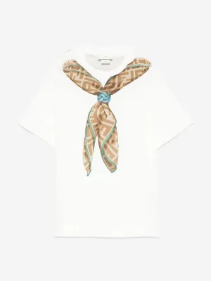 Kinder-Schalprint T-Shirt in Weiß