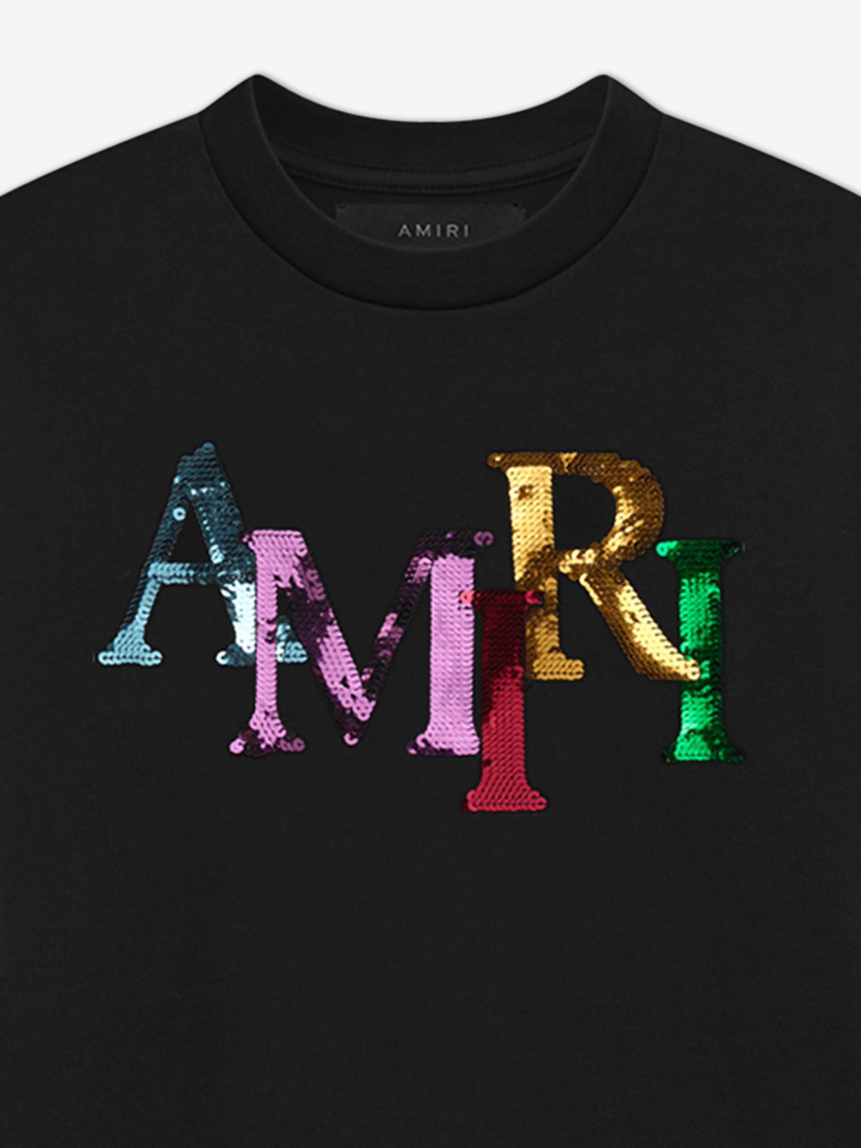Kinder T-Shirt mit versetzten Pailletten in Schwarz