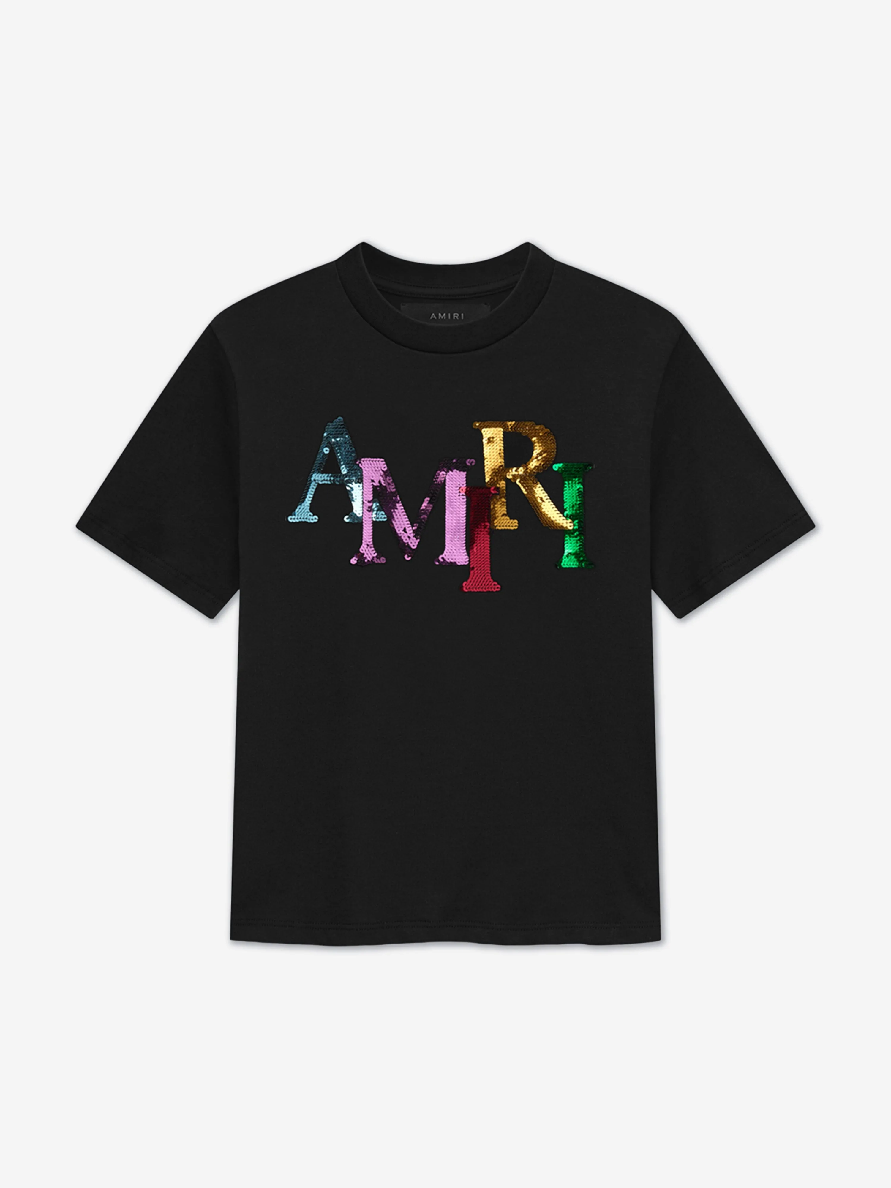 Kinder T-Shirt mit versetzten Pailletten in Schwarz