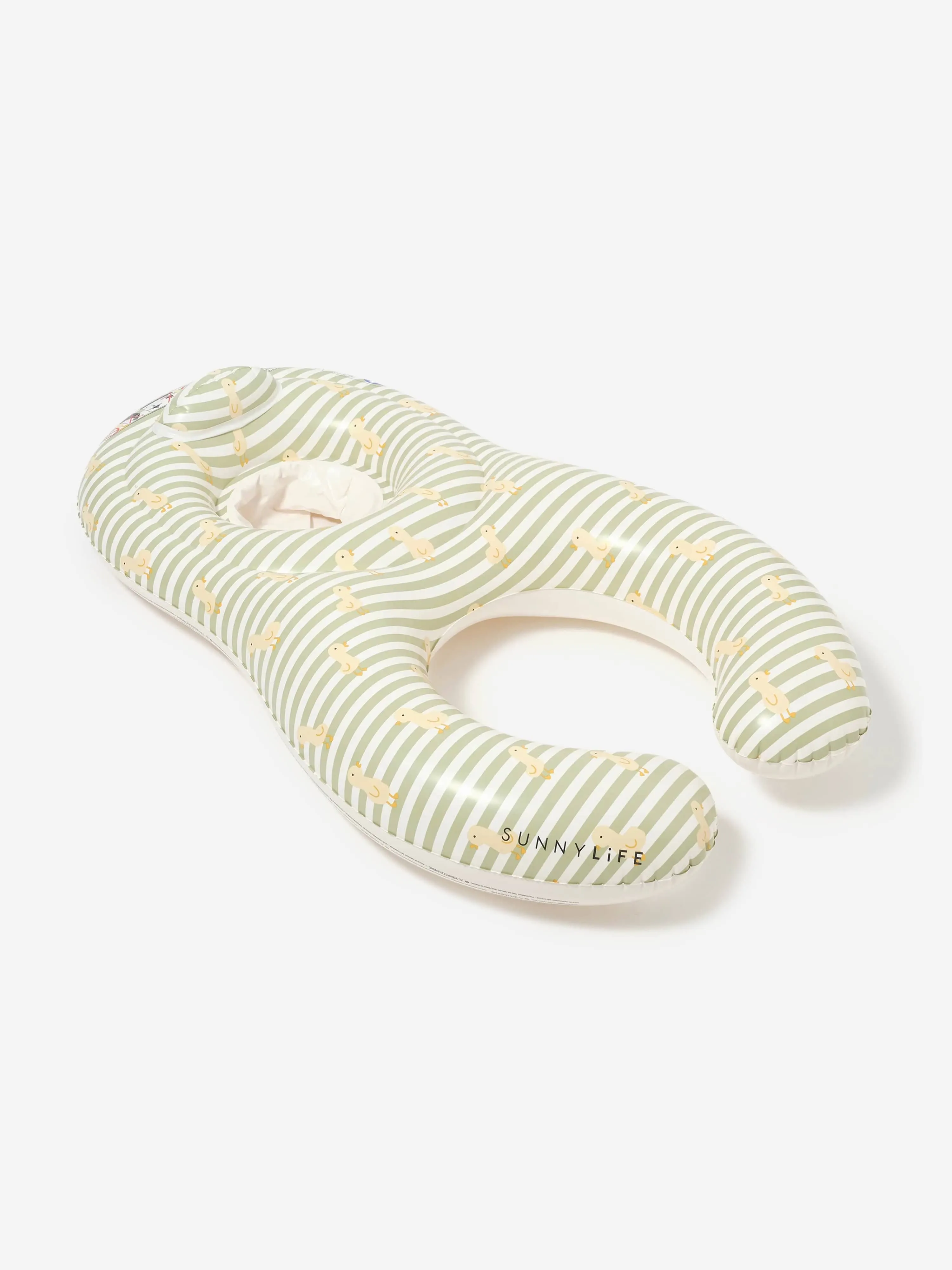 Kinder gestreifter Schwimmring mit Babysitz EU Ente in Grün (110cm)