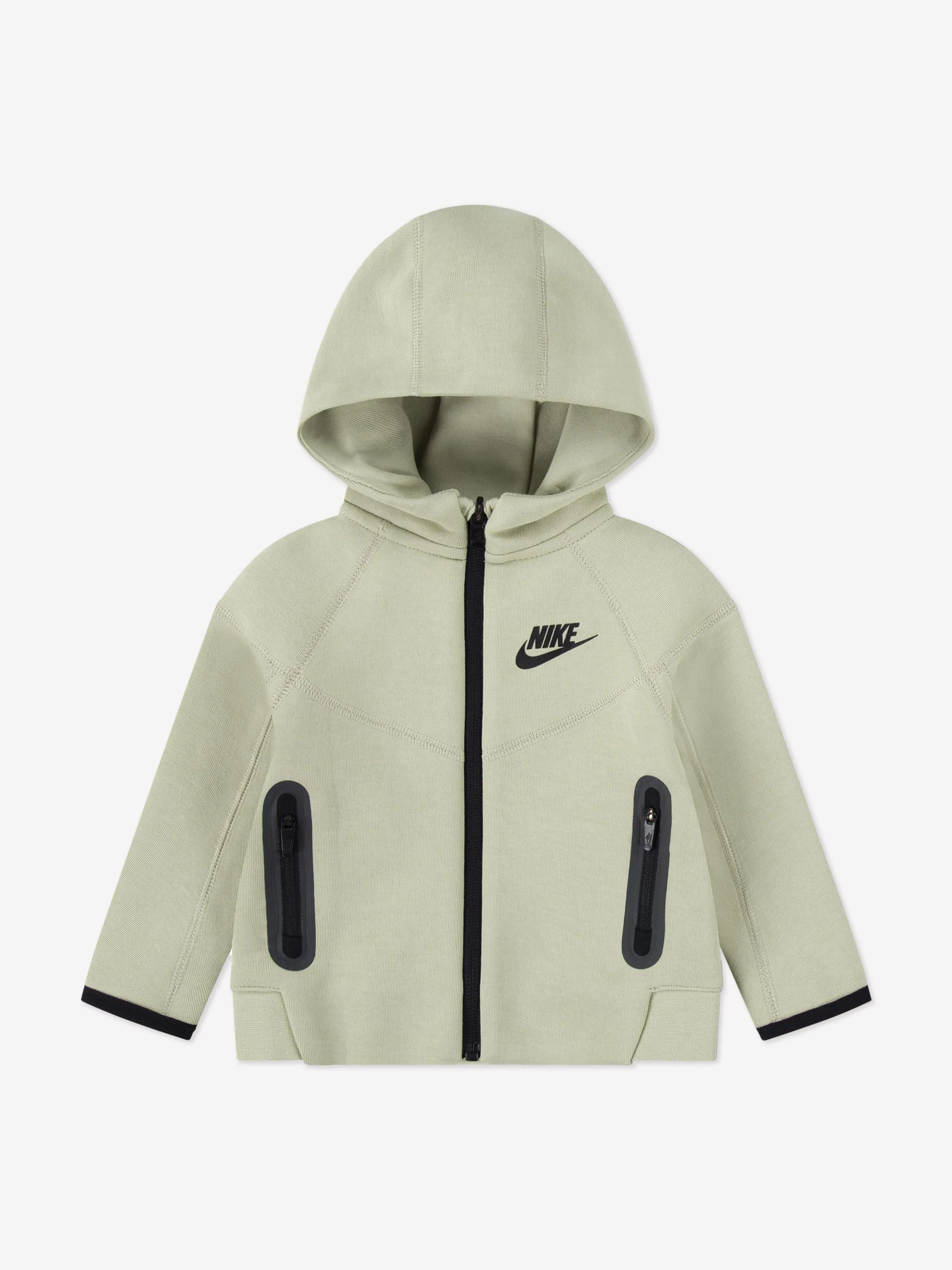 Kids Tech Fleece Kapuzen-Jacke mit Reißverschluss und Jogginghose in Grün