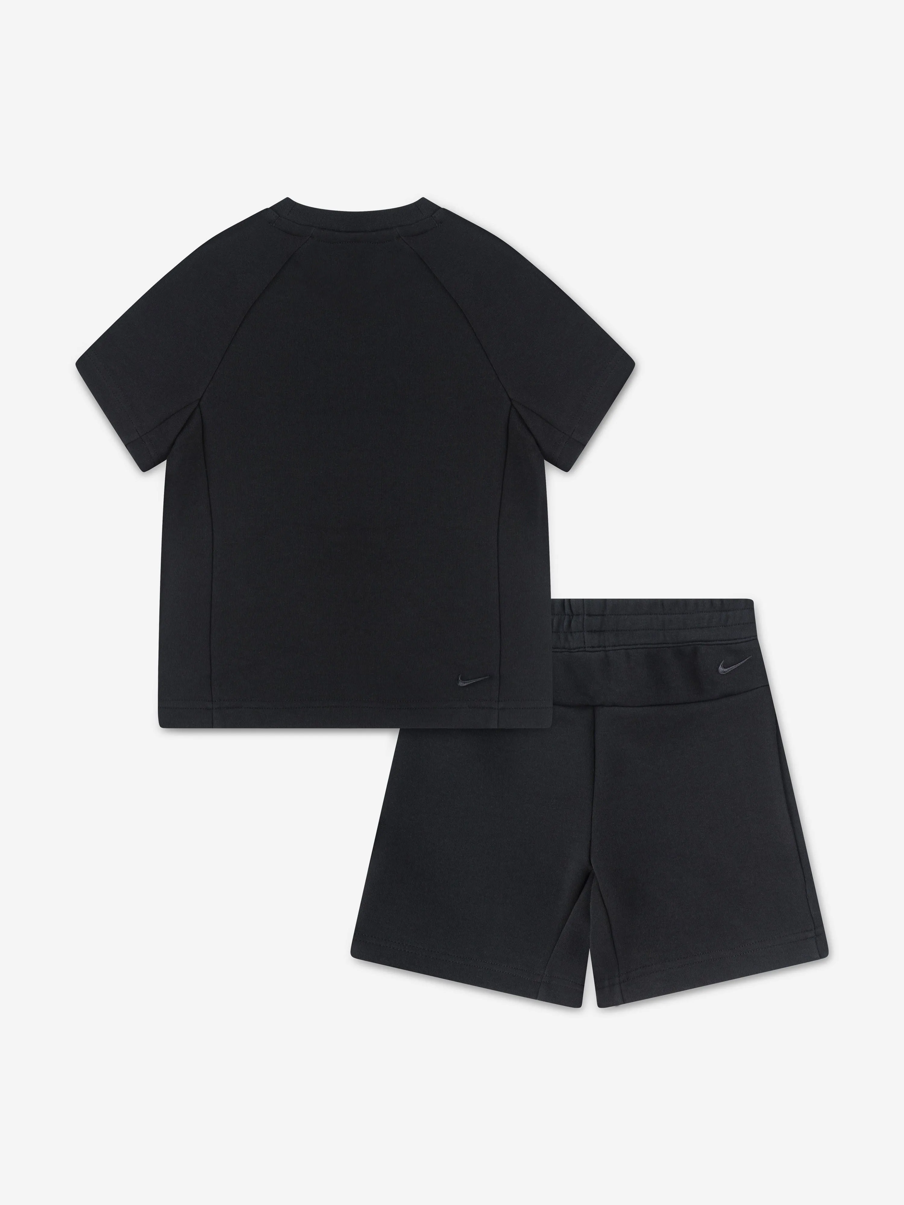 Kids Tech Fleece T-Shirt und Shorts Set in Schwarz
