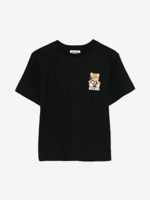 Kinder-Teddybär-Logo-T-Shirt in Schwarz