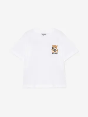 Kinder-Teddybär-Logo-T-Shirt in Weiß
