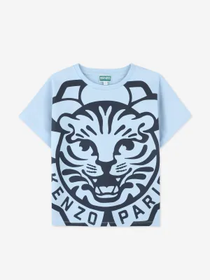 Kinder T-Shirt mit Tigerprint in Blau
