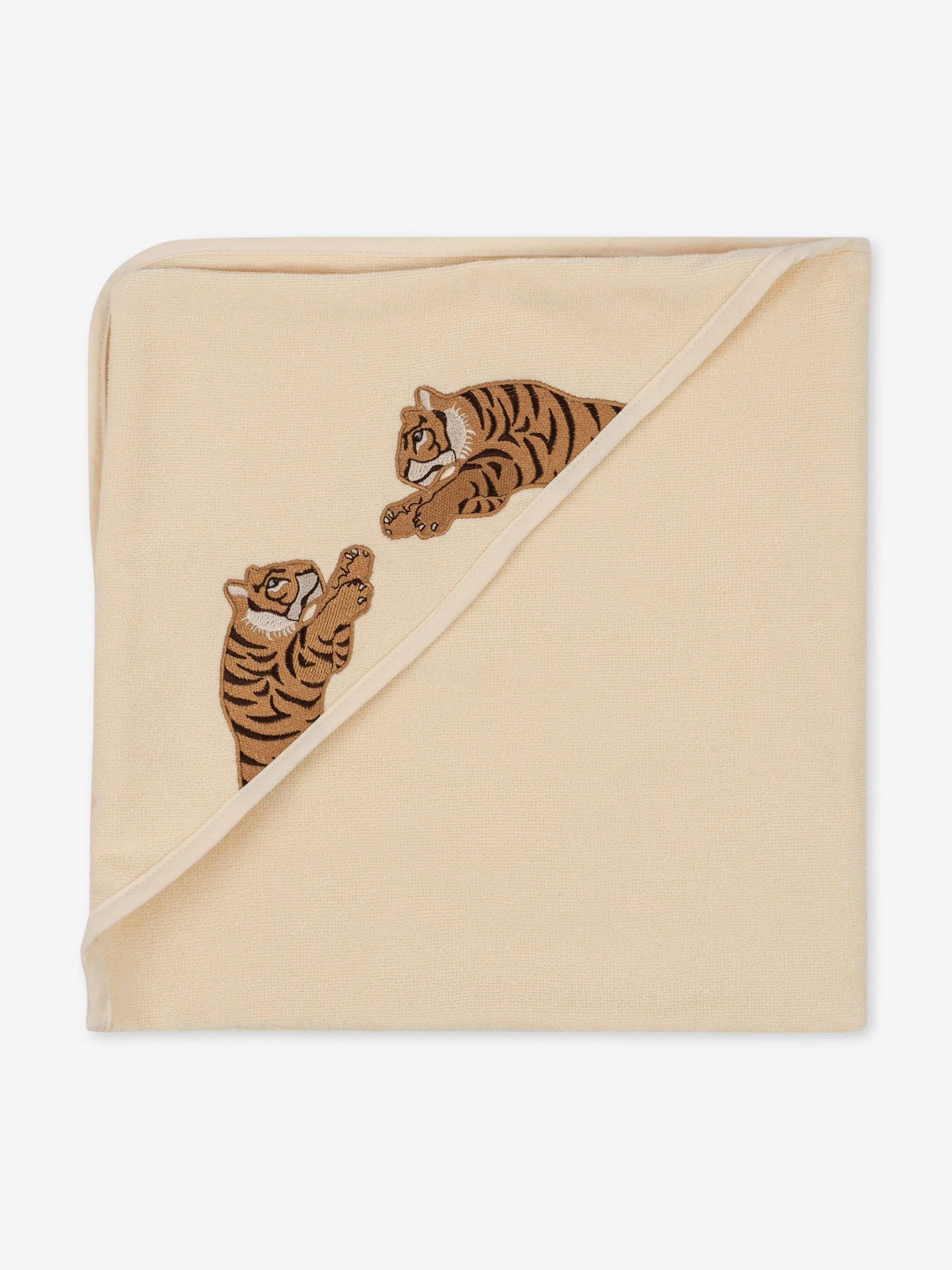 Konges Sløjd Kids Bestickter Tiger Frotteehandtuch in Beige