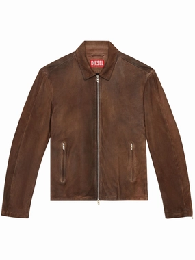 L-Crombe Zip-Up Leather Jacket winter jackets clearance