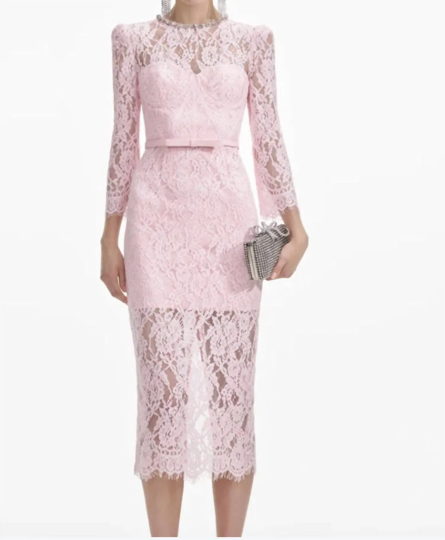Lace Bustier Dress In Pink