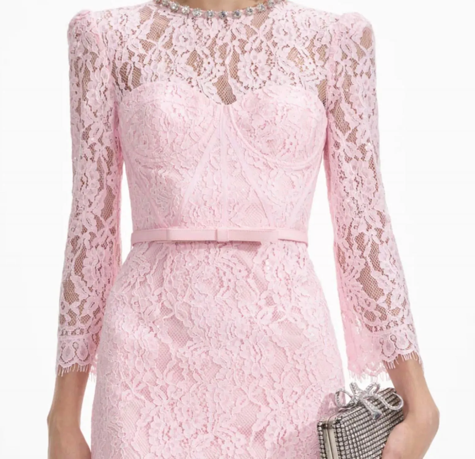 Lace Bustier Dress In Pink