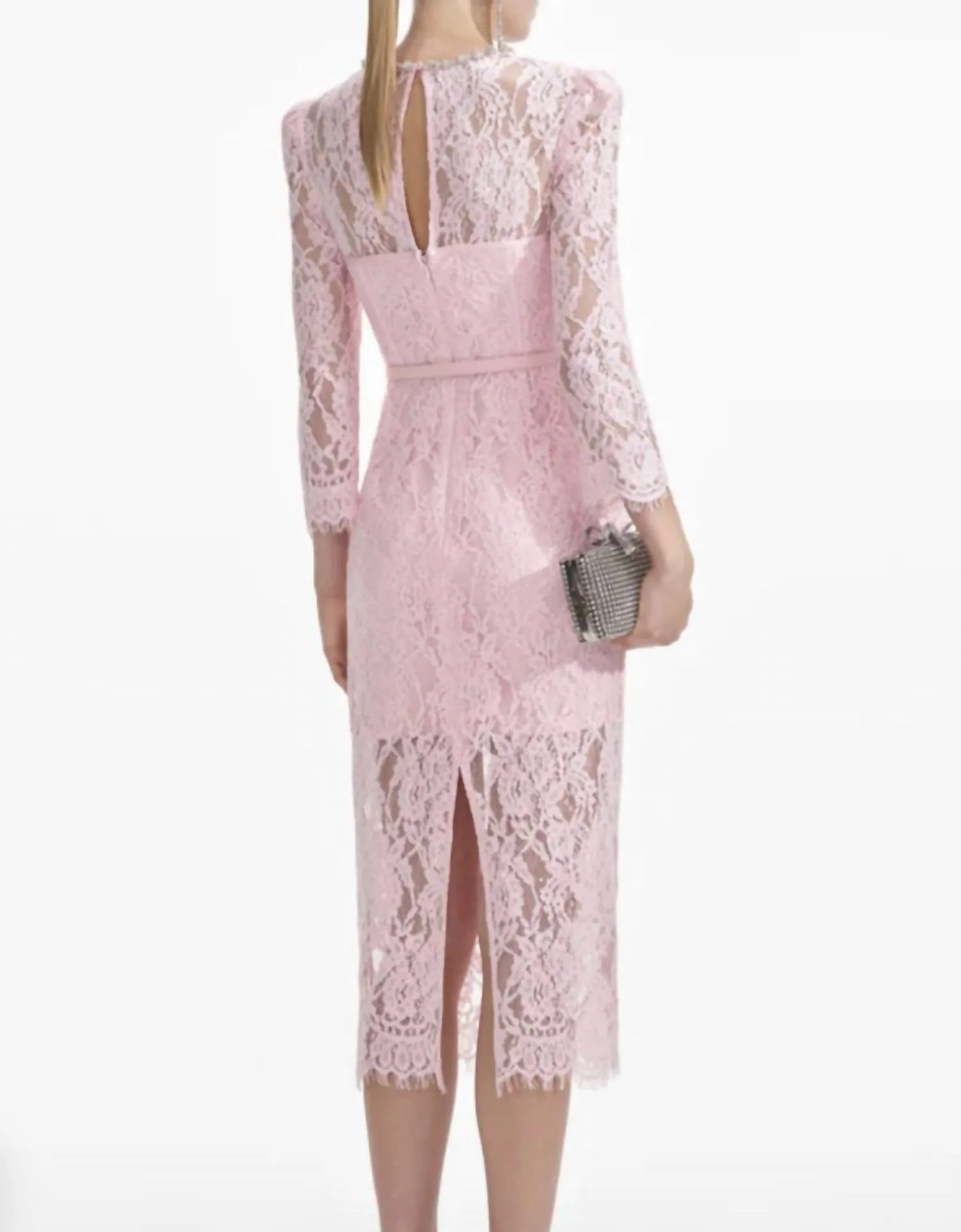 Lace Bustier Dress In Pink