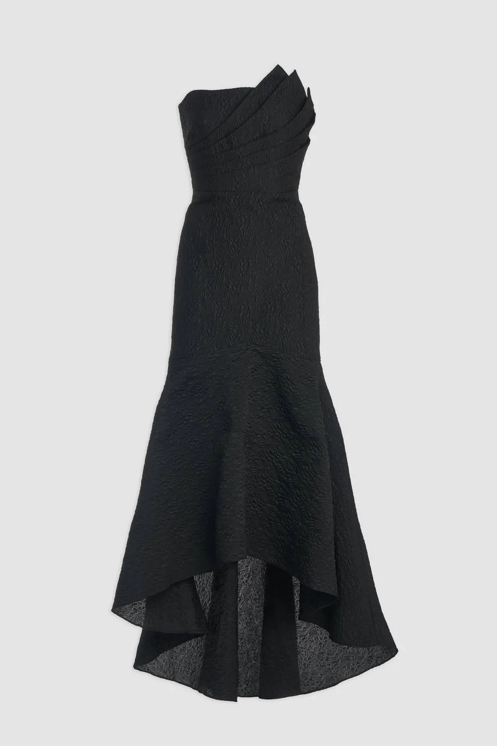 Lana Fit And Flare Strapless Gown In Black