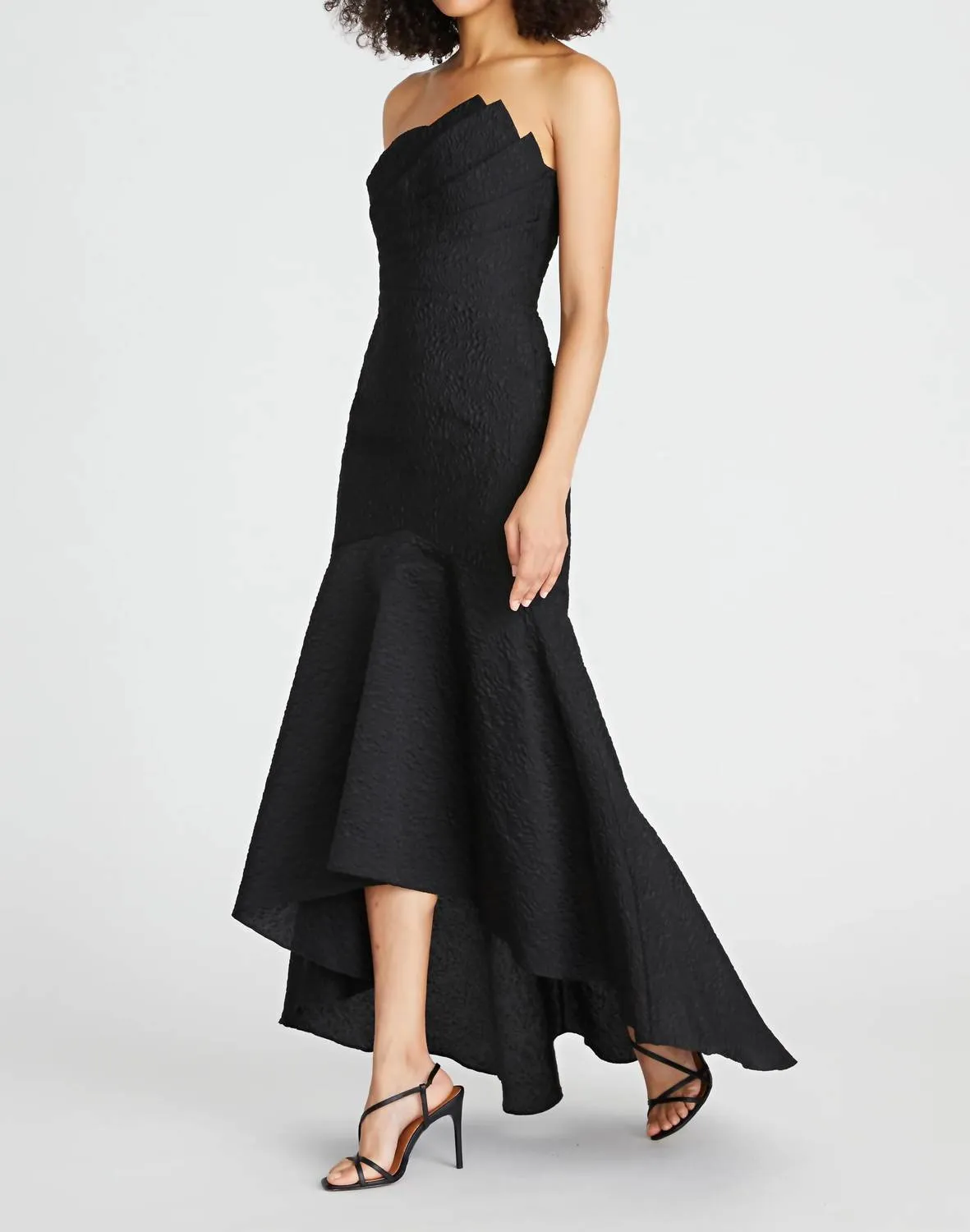 Lana Fit And Flare Strapless Gown In Black