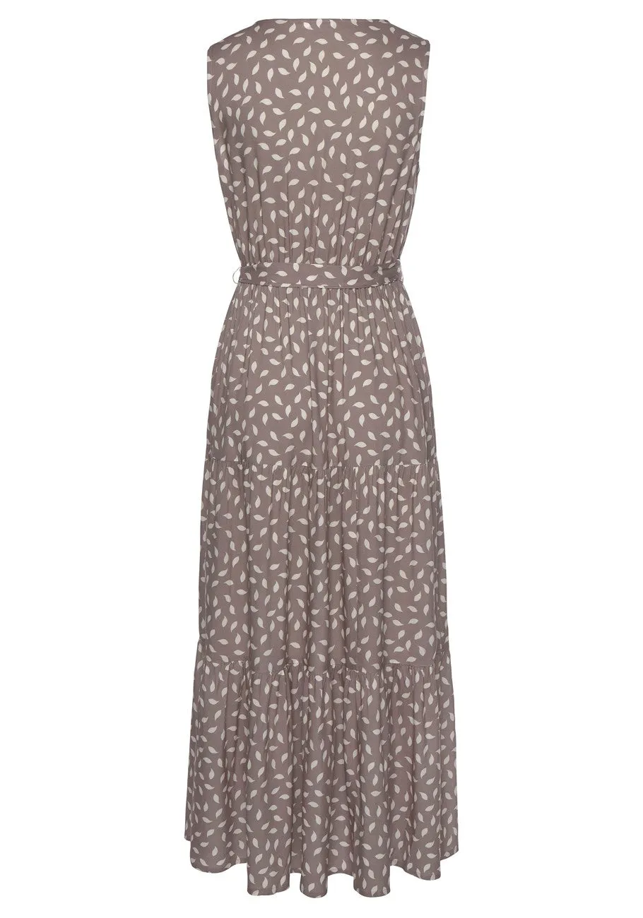 LASCANA Women's Tiered Slit Maxi Dress