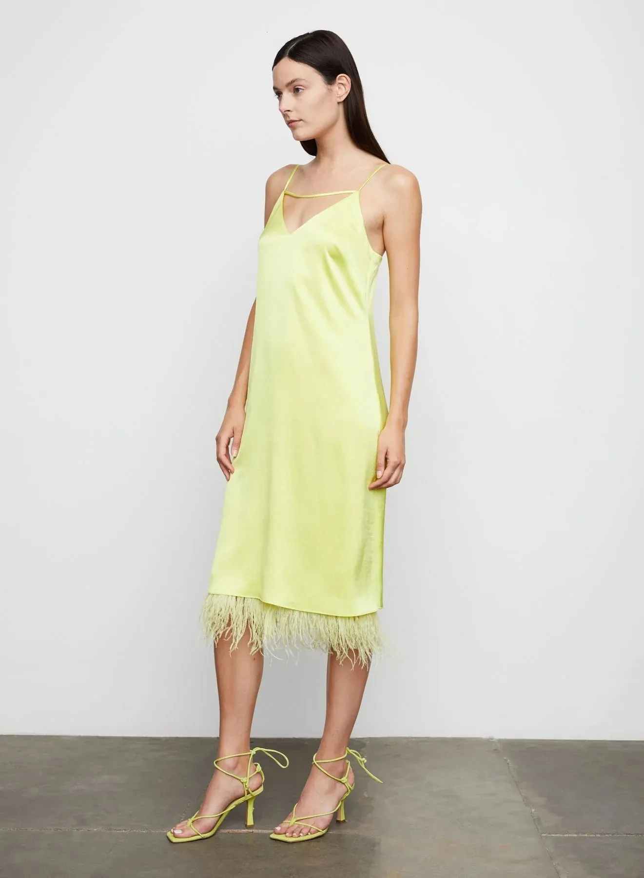 Leilani Feather Slip Dress in Mimosa