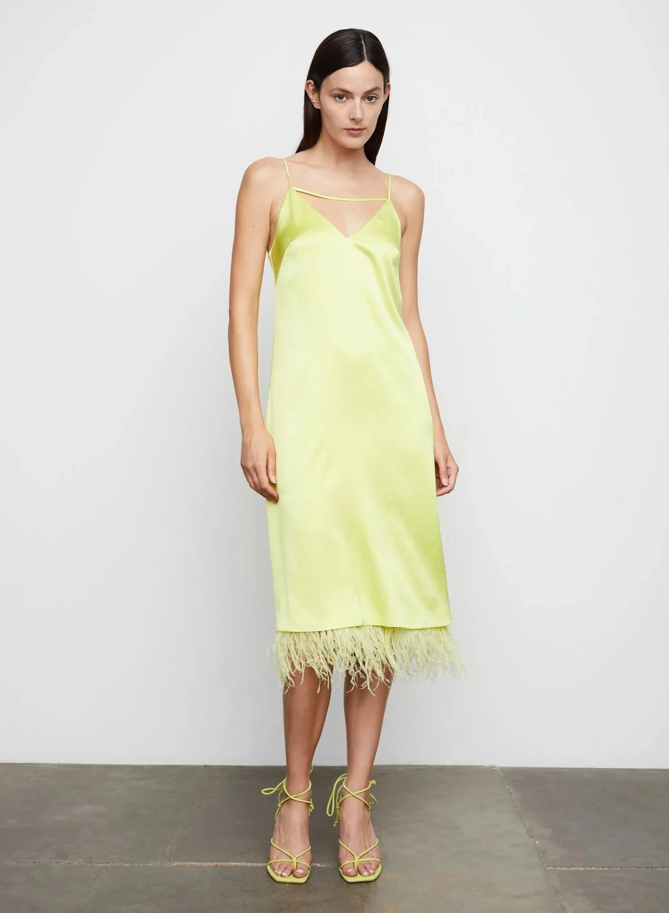 Leilani Feather Slip Dress in Mimosa