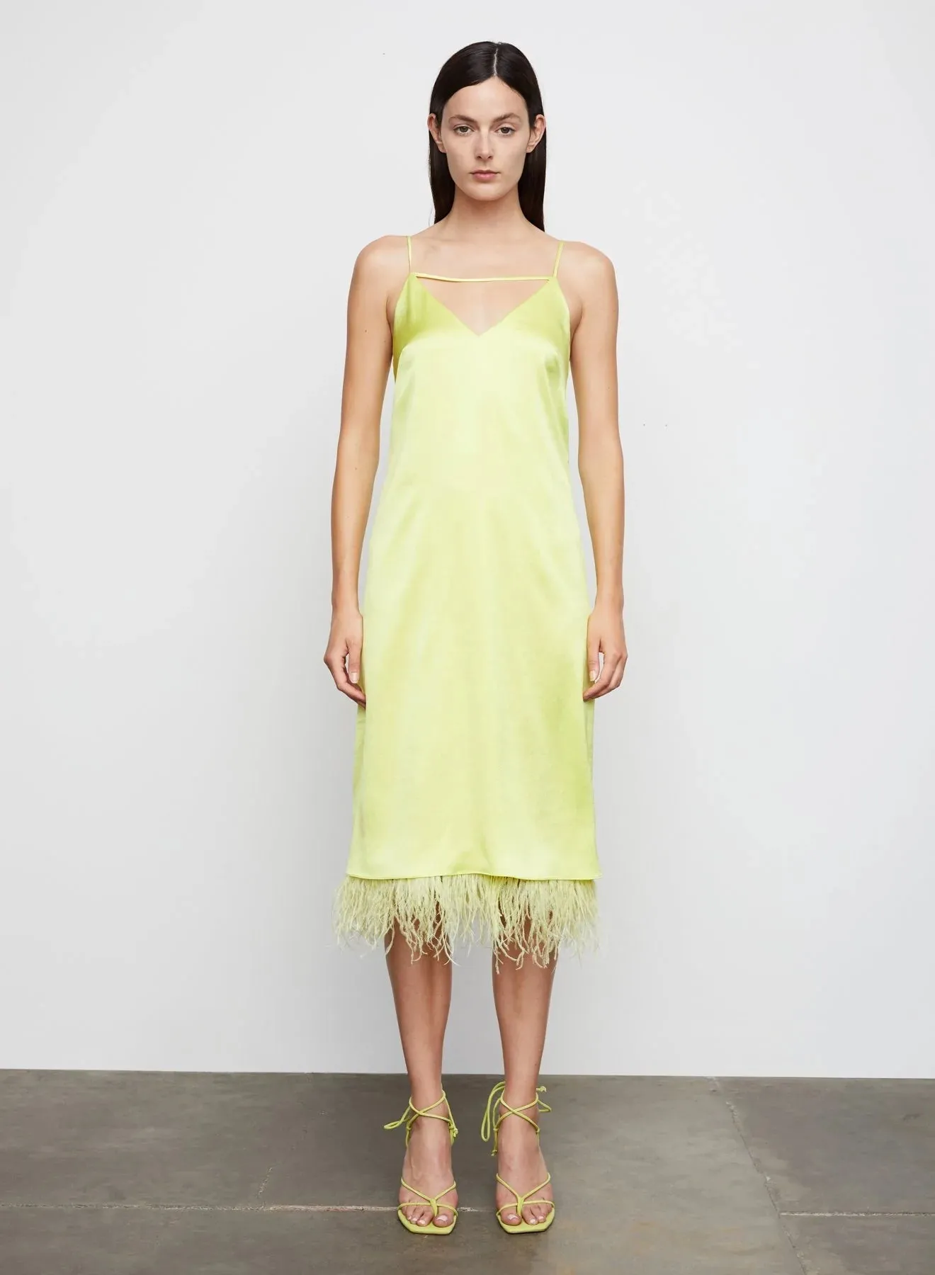 Leilani Feather Slip Dress in Mimosa