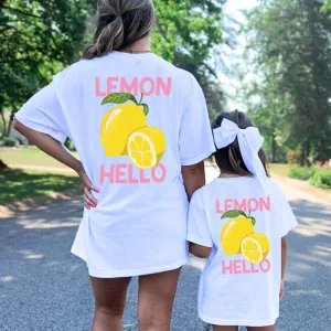 Lemon Hello Mum & Kid Matching T-Shirts White discount mum dresses