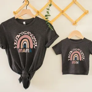 Leopard Rainbow Mama & Mini Charcoal Heather T-Shirts discount mum dresses