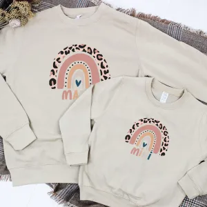 Leopard Rainbow Mama & Mini Leopard Desert Sand Sweatshirts breastfeeding tops cheap