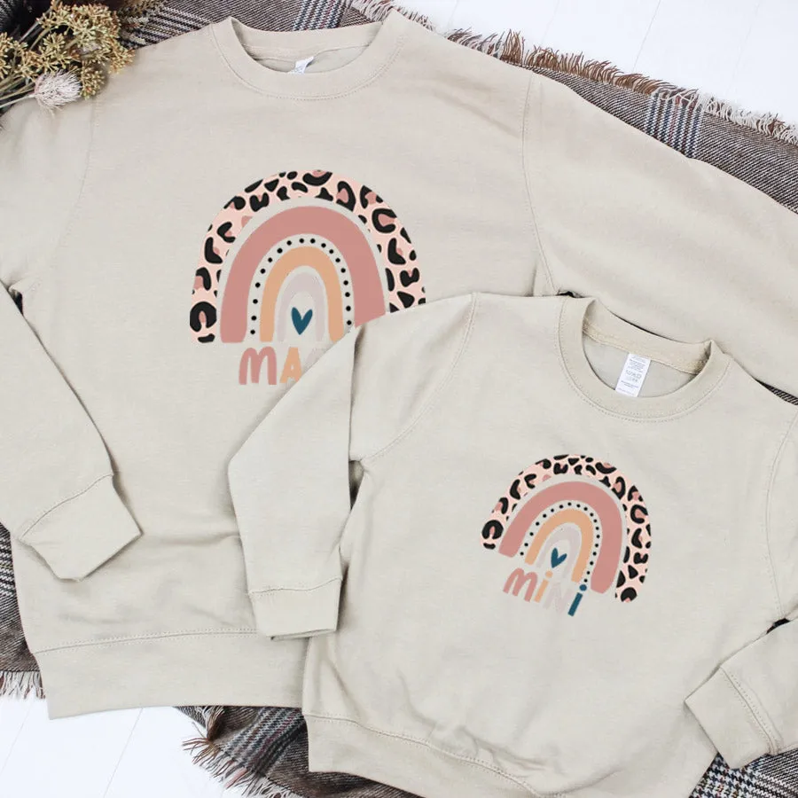 Leopard Rainbow Mama & Mini Leopard Desert Sand Sweatshirts breastfeeding tops cheap