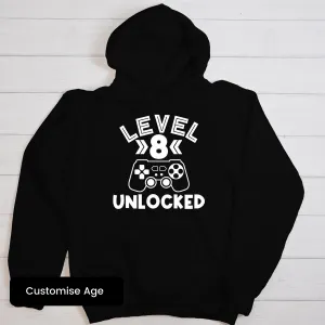 Level Unlocked Personalised Gaming Birthday Hoodie boys clothes cheap sale