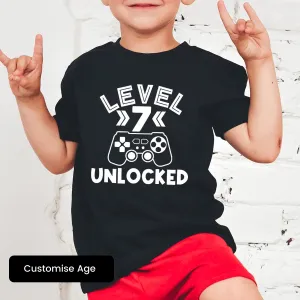Level Unlocked Personalised Gaming Birthday T-Shirt boys clothes cheap sale