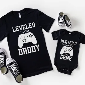 Leveled Up Daddy/Player 2 Matching Black Tees & Baby Vest mens dad clothes online