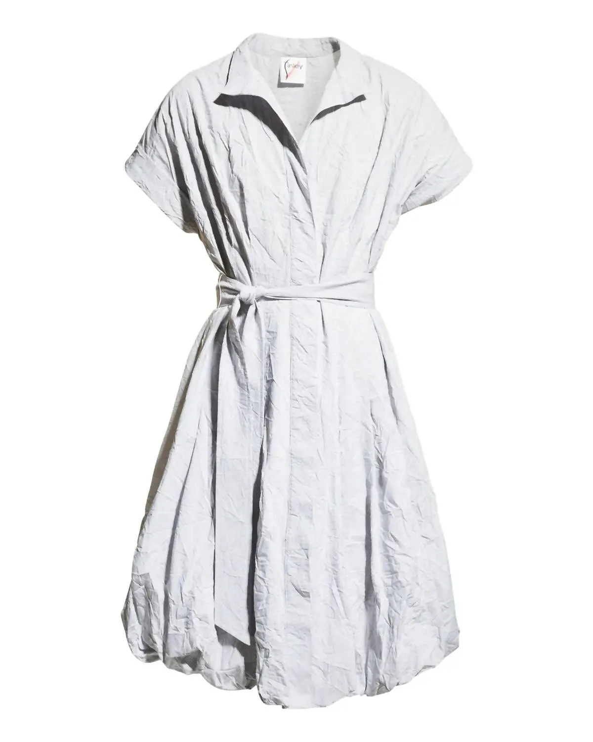 Lilibet Crushed Pinstripe Bubble Dress In Black & White