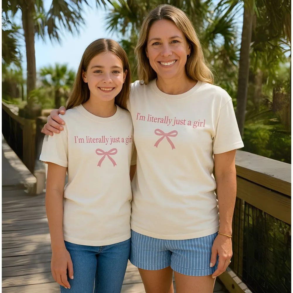 (Literally) Just A Girl Coquette Matching Tees White maternity leggings online