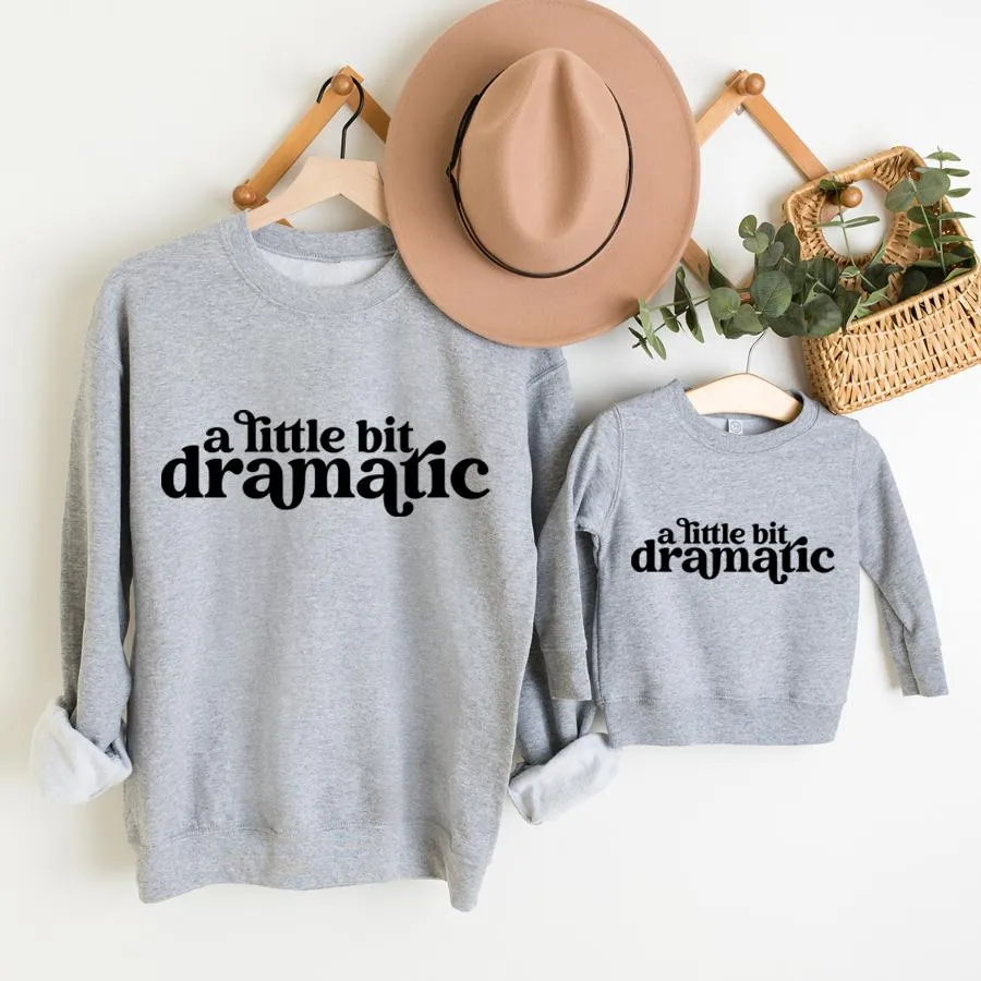 Little Bit Dramatic Mum & Kid Matching Grey Sweatshirts breastfeeding tops cheap