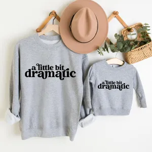 Little Bit Dramatic Mum & Kid Matching Grey Sweatshirts breastfeeding tops cheap