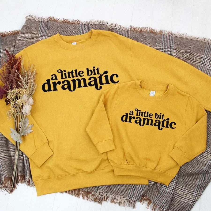 Little Bit Dramatic Mum & Kid Matching Mustard Sweatshirts