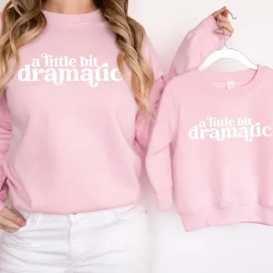 Little Bit Dramatic Mum & Kid Matching Pink Sweatshirts breastfeeding tops cheap