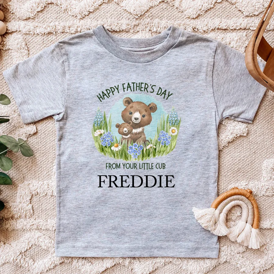Little Cub- Personalised Name Fathers Day T-Shirt boys apparel promo code