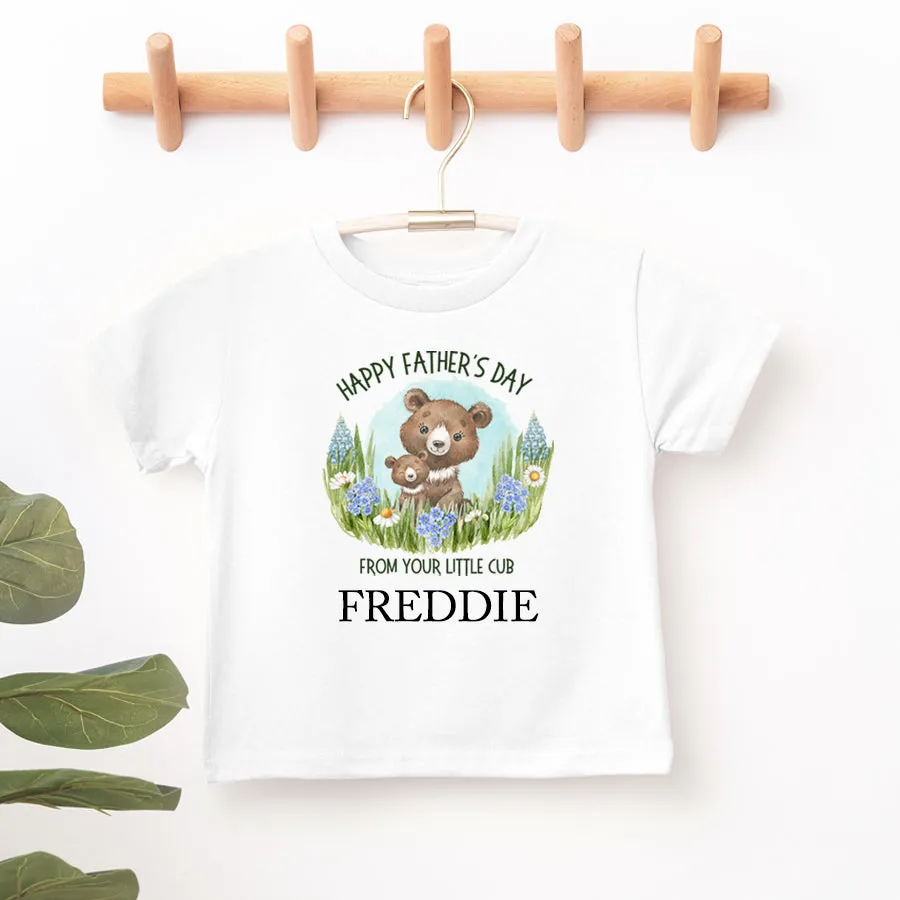 Little Cub- Personalised Name Fathers Day T-Shirt daddy outfits clearance