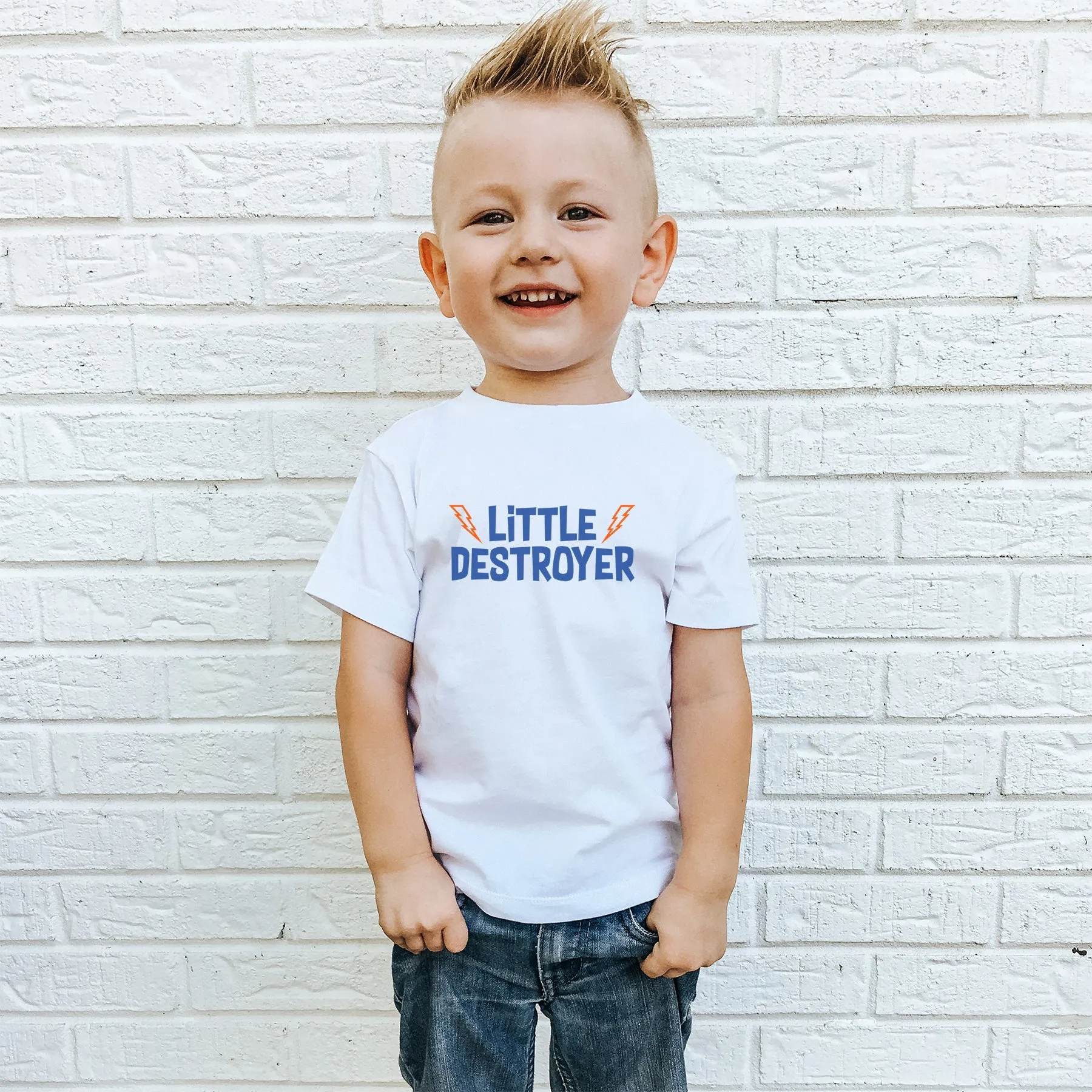 Little Destroyer Kids White T-Shirt boys apparel promo code