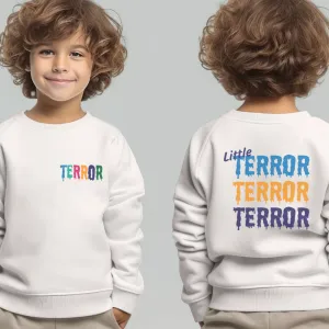 Little Terror Front and Back Graphic Kids Sweatshirts boys fashion clearance