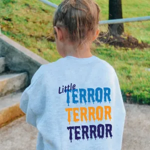 Little Terror Front and Back Graphic Kids Sweatshirts boys fashion clearance
