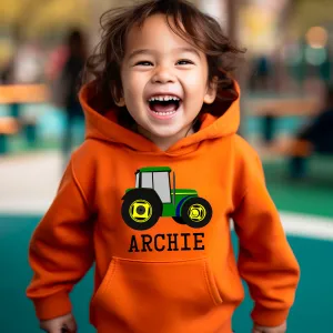 Little Tractor Logo Personalised Kids Hoodie boys fashion clearance