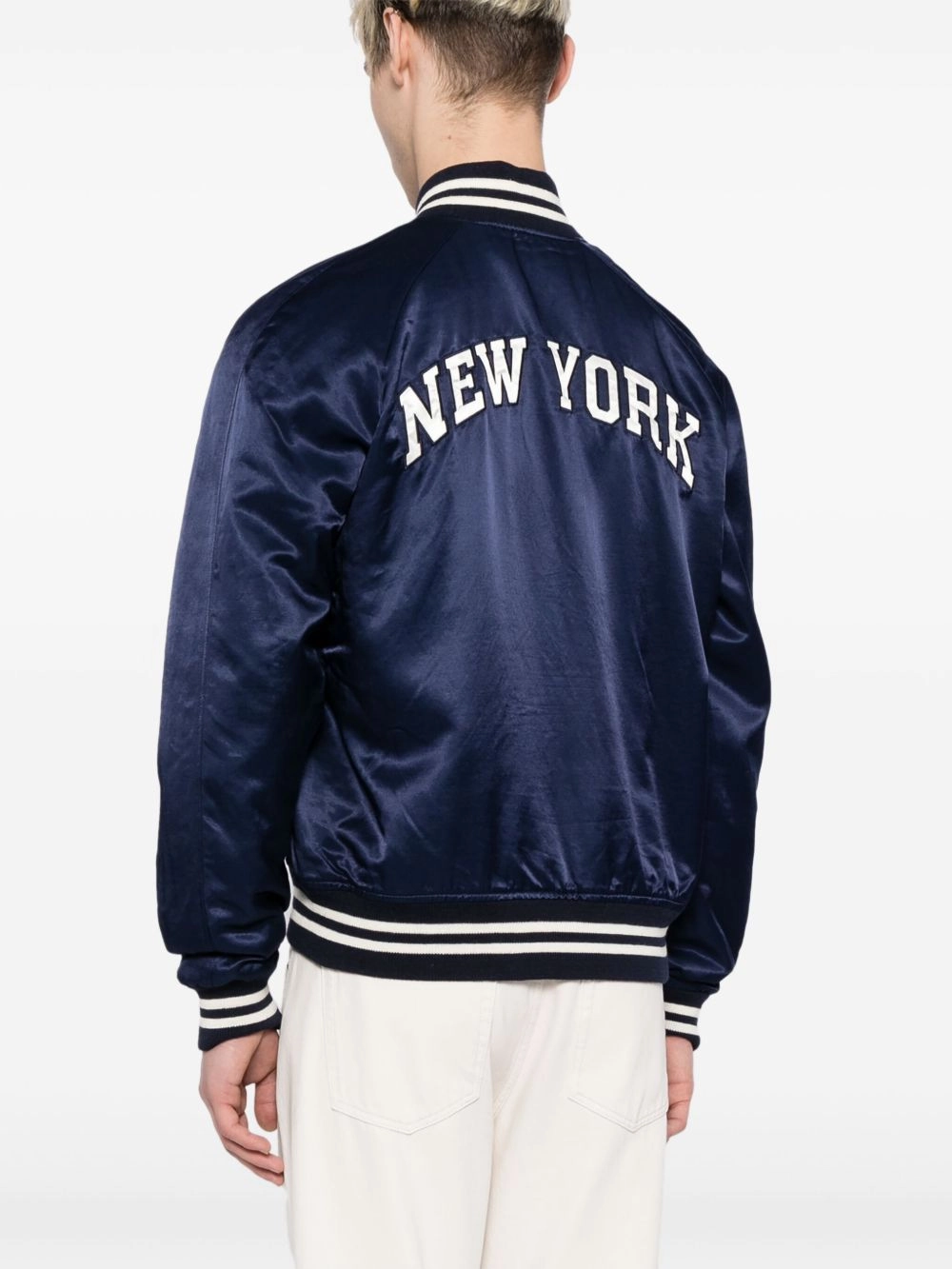 Logo-Appliqu Satin Bomber Jacket